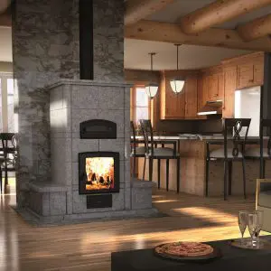 Foyer de masse FM1200 avec four et deux bancs sur les côtés